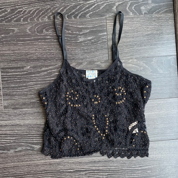 Free People Tops - FREE PEOPLE/ lace overlay studded tank